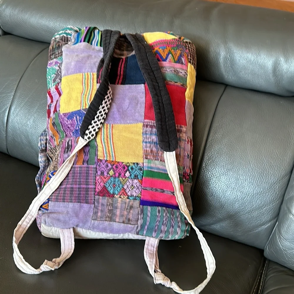 Boutique vintage hand made quilted patchwork print back pack - Never used